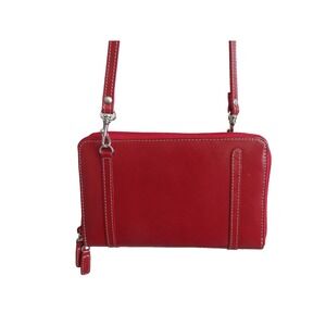 Wilson Leather Pelle Studio Crossbody Bag Convertible Wallet Clutch Purse Red